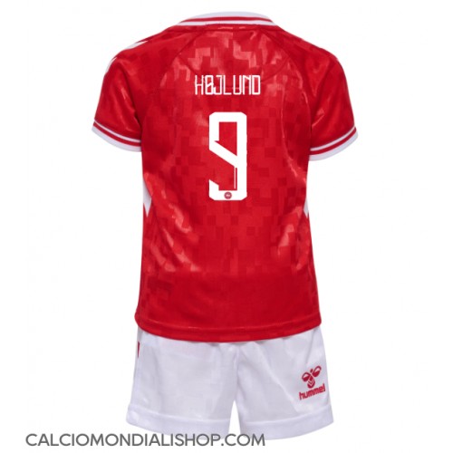 Maglie da calcio Danimarca Rasmus Hojlund #9 Prima Maglia Bambino Europei 2024 Manica Corta (+ Pantaloni corti)